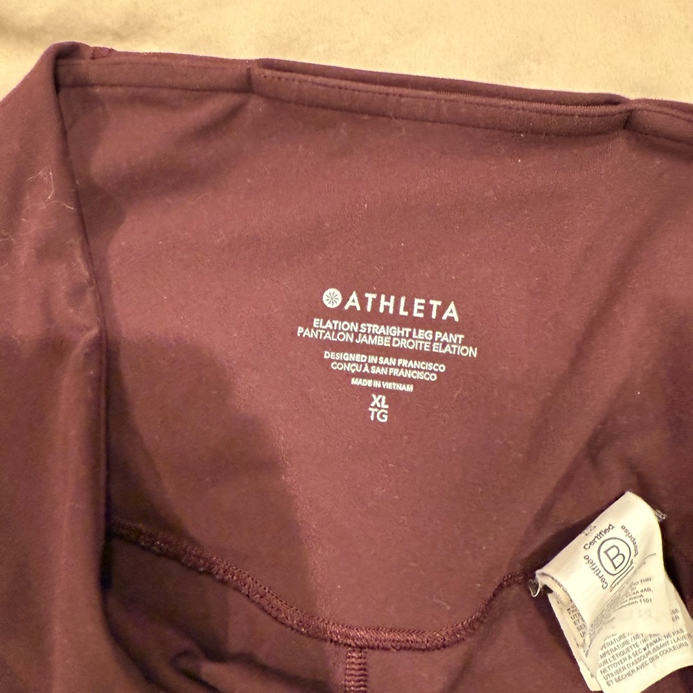 Athleta Elation Deep Maroon Leggings sz XL - Picture 5 of 8